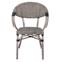 COSTA Πολυθρόνα Dining Αλουμινίου, Απόχρωση Antique Grey - Textilene Μπεζ 58x57x83cm