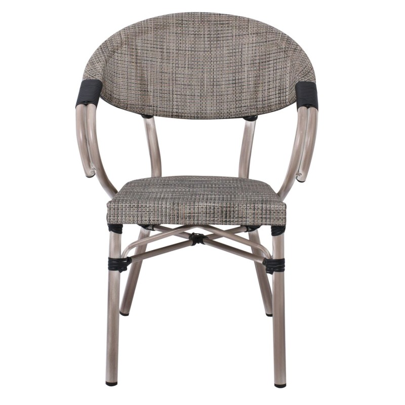 COSTA Πολυθρόνα Dining Αλουμινίου, Απόχρωση Antique Grey - Textilene Μπεζ 58x57x83cm