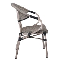 COSTA Πολυθρόνα Dining Αλουμινίου, Απόχρωση Antique Grey - Textilene Μπεζ 58x57x83cm