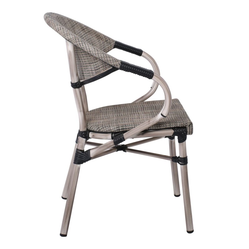 COSTA Πολυθρόνα Dining Αλουμινίου, Απόχρωση Antique Grey - Textilene Μπεζ 58x57x83cm