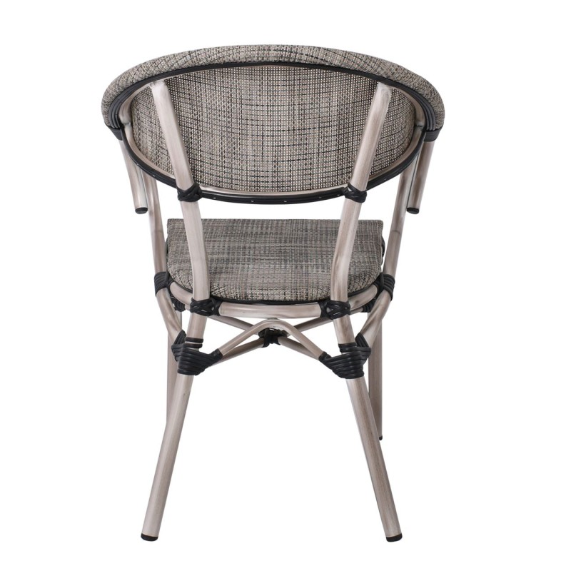 COSTA Πολυθρόνα Dining Αλουμινίου, Απόχρωση Antique Grey - Textilene Μπεζ 58x57x83cm