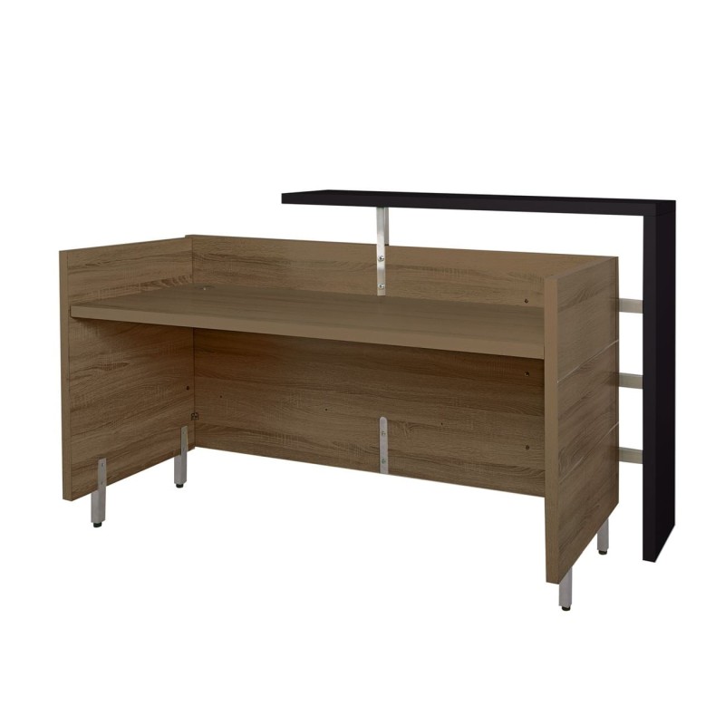 PROLINE Reception - Γραφείο Απόχρωση Καρυδί Δρυς - Μαύρο 180x75x110cm