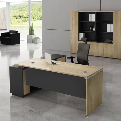 PROJECT Γραφείο Δεξιά Γωνία, Απόχρωση Sonoma - Γκρι 180x80/160x40 (H.75)cm