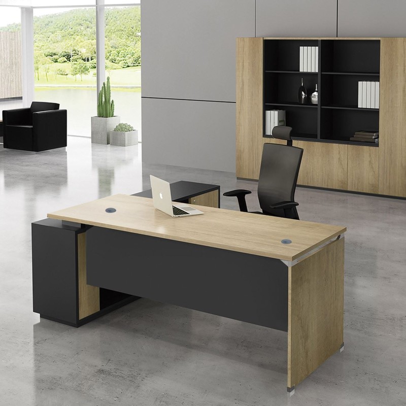 PROJECT Γραφείο Δεξιά Γωνία, Απόχρωση Sonoma - Γκρι 180x80/160x40 (H.75)cm