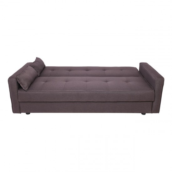 OPEN Καναπές - Κρεβάτι με Αποθηκευτικό Χώρο, 3θέσιος, Ύφασμα Καφέ  200x86x89cm Bed:112x181x41cm