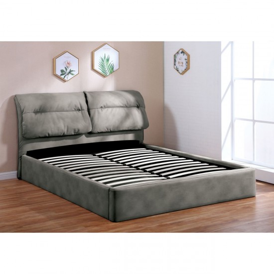 VALIANT Κρεβάτι Διπλό με Χώρο Αποθήκευσης, για Στρώμα 160x 200cm,Ύφασμα Nabuk Σκούρο Γκρι  180x230x102cm