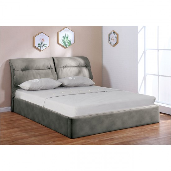 VALIANT Κρεβάτι Διπλό με Χώρο Αποθήκευσης, για Στρώμα 160x 200cm,Ύφασμα Nabuk Σκούρο Γκρι  180x230x102cm