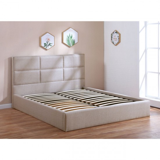 MAX Κρεβάτι Διπλό με Χώρο Αποθήκευσης, για Στρώμα 160 x200cm, Ύφασμα Απόχρωση Sand  176x217x104cm