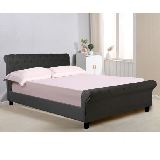 HARMONY Κρεβάτι Διπλό για Στρώμα 160x200cm, Ύφασμα Ανθρακί 169x240x104cm