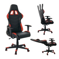 BF9150 Gaming Πολυθρόνα Γραφείου, Ανάκλιση Πλάτης έως 90°, Pu Μαύρο - Κόκκινο 67x69x124/134cm