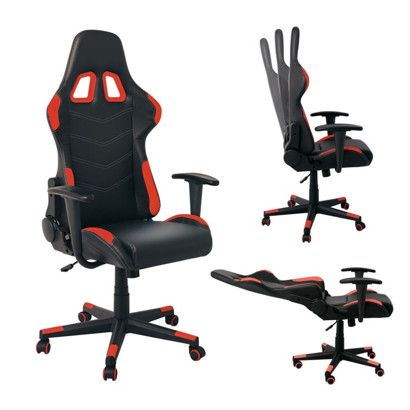 BF9150 Gaming Πολυθρόνα Γραφείου, Ανάκλιση Πλάτης έως 90°, Pu Μαύρο - Κόκκινο 67x69x124/134cm