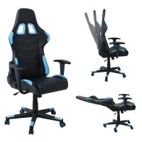 BF9150 Gaming Πολυθρόνα Γραφείου, Ανάκλιση Πλάτης έως 90°, Pu Μαύρο - Μπλε 67x69x124/134cm