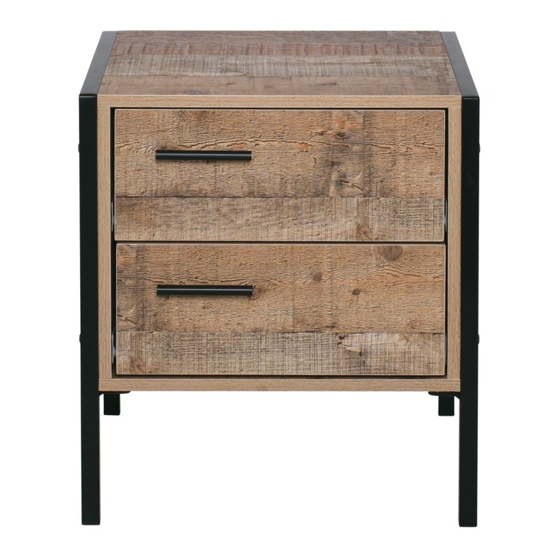 PALLET-W Κομοδίνο με 2 Συρτάρια Μέταλλο Βαφή Μαύρο - Antique Oak 44x40x50cm
