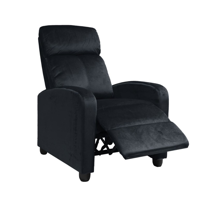 PORTER Πολυθρόνα Relax Σαλονιού - Καθιστικού Μαύρο Velure 68x86x99cm