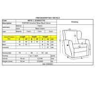 PORTER Πολυθρόνα Relax Σαλονιού - Καθιστικού Μαύρο Velure 68x86x99cm