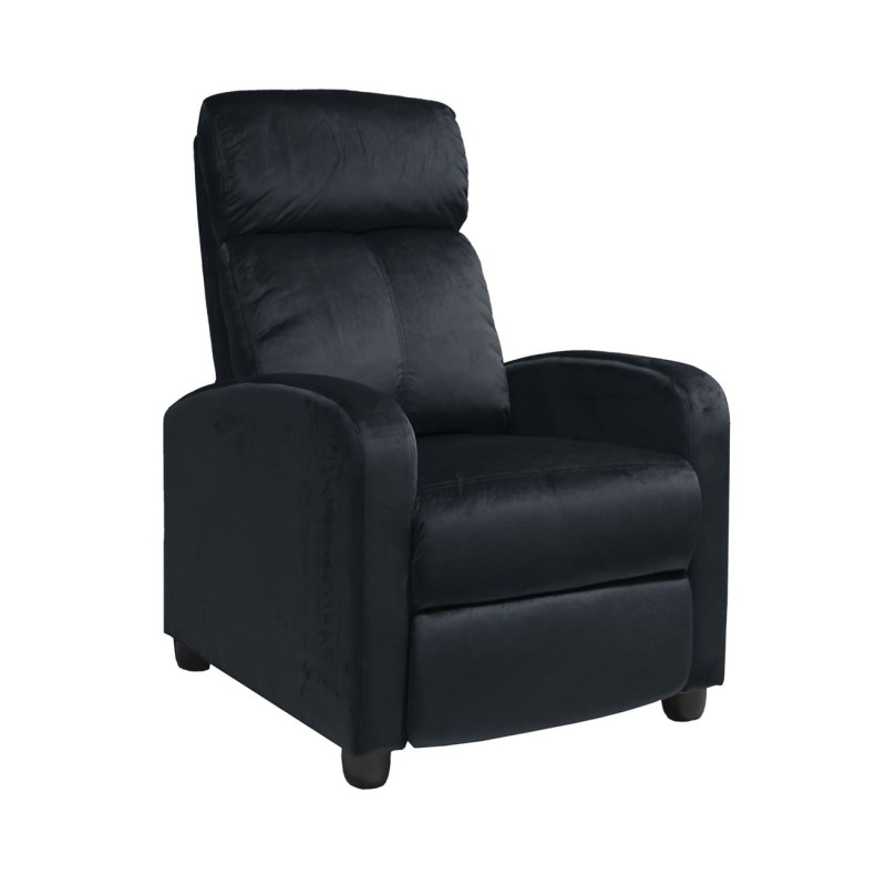 PORTER Πολυθρόνα Relax Σαλονιού - Καθιστικού Μαύρο Velure 68x86x99cm