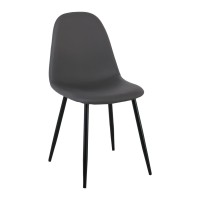 Σετ4ΤεμCELINA Καρέκλα Μέταλλο Βαφή Μαύρο, Pvc Γκρι 45x54x85cm