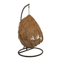 SALSA TROPIC Κρεμαστή Πολυθρόνα, PE Wicker Φυσικό, Μέταλλο Brown, Μαξιλάρι Μπεζ Φ105x197cm
