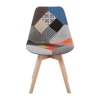 Σετ4ΤεμMARTIN Καρέκλα Ξύλο PP, Ύφασμα Patchwork 49x57x82cm