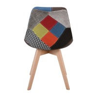 Σετ4ΤεμMARTIN Καρέκλα Ξύλο PP, Ύφασμα Patchwork 49x57x82cm