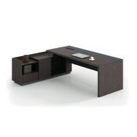 ADVANCE Γραφείο Αριστερή Γωνία Σκούρο Καρυδί - Sky Grey 180x80/160x40 (H.75)cm