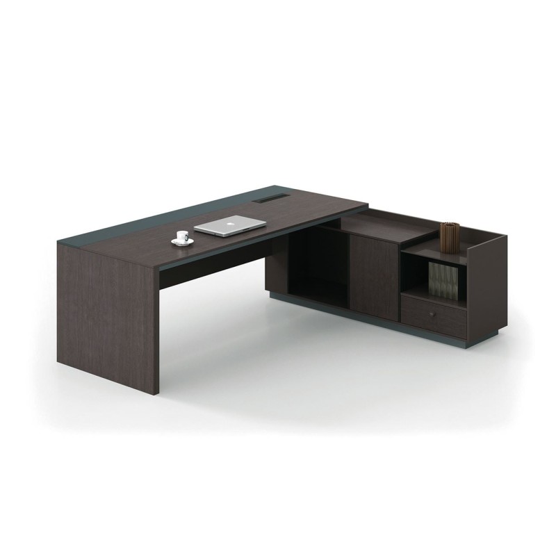 ADVANCE Γραφείο Δεξιά Γωνία Σκούρο Καρυδί - Sky Grey 180x80/160x40 (H.75)cm