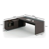 ADVANCE Γραφείο Αριστερή Γωνία Σκούρο Καρυδί - Sky Grey 220x90/170x40 (H.75)cm