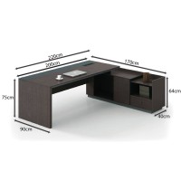 ADVANCE Γραφείο Δεξιά Γωνία Σκούρο Καρυδί - Sky Grey 220x90/170x40 (H.75)cm