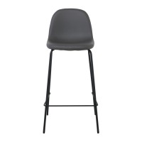 Σετ4ΤεμCELINA Σκαμπό BAR με Πλάτη, Κάθισμα H.67cm, Μέταλλο Βαφή Μαύρο, Pvc Γκρι 47x48x67/95cm