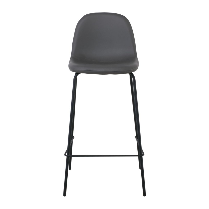 Σετ4ΤεμCELINA Σκαμπό BAR με Πλάτη, Κάθισμα H.67cm, Μέταλλο Βαφή Μαύρο, Pvc Γκρι 47x48x67/95cm