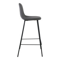 Σετ4ΤεμCELINA Σκαμπό BAR με Πλάτη, Κάθισμα H.67cm, Μέταλλο Βαφή Μαύρο, Pvc Γκρι 47x48x67/95cm