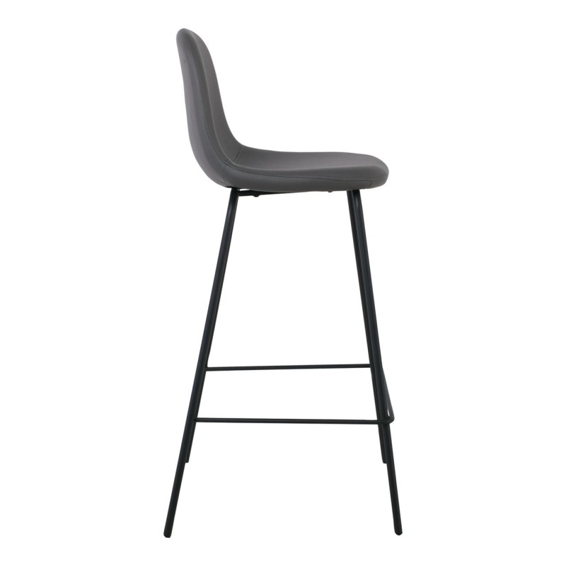 Σετ4ΤεμCELINA Σκαμπό BAR με Πλάτη, Κάθισμα H.67cm, Μέταλλο Βαφή Μαύρο, Pvc Γκρι 47x48x67/95cm
