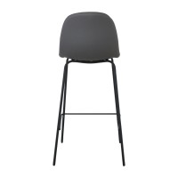 Σετ4ΤεμCELINA Σκαμπό BAR με Πλάτη, Κάθισμα H.67cm, Μέταλλο Βαφή Μαύρο, Pvc Γκρι 47x48x67/95cm