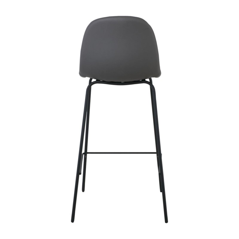 Σετ4ΤεμCELINA Σκαμπό BAR με Πλάτη, Κάθισμα H.67cm, Μέταλλο Βαφή Μαύρο, Pvc Γκρι 47x48x67/95cm