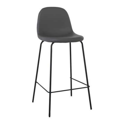 Σετ4ΤεμCELINA Σκαμπό BAR με Πλάτη, Κάθισμα H.67cm, Μέταλλο Βαφή Μαύρο, Pvc Γκρι 47x48x67/95cm