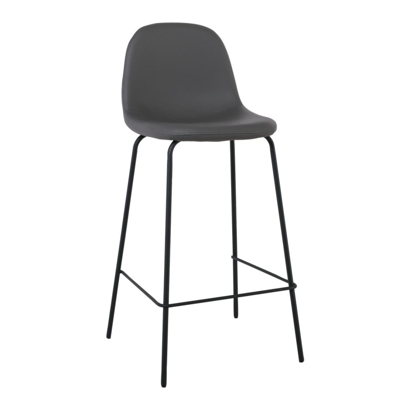 Σετ4ΤεμCELINA Σκαμπό BAR με Πλάτη, Κάθισμα H.67cm, Μέταλλο Βαφή Μαύρο, Pvc Γκρι 47x48x67/95cm