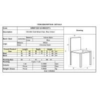 Σετ4ΤεμCELINA Καρέκλα Χρώμιο Χρυσό, Velure Μπλε 45x54x85cm
