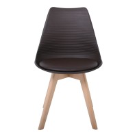 Σετ4ΤεμMARTIN STRIPE Καρέκλα Ξύλινο Πόδι, PP Καφέ 49x56x82cm