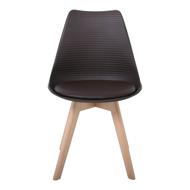Σετ4ΤεμMARTIN STRIPE Καρέκλα Ξύλινο Πόδι, PP Καφέ 49x56x82cm