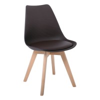 Σετ4ΤεμMARTIN STRIPE Καρέκλα Ξύλινο Πόδι, PP Καφέ 49x56x82cm