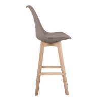 Σετ4ΤεμMARTIN Σκαμπό BAR Οξιά Φυσικό, Κάθισμα Η.67cm, PP-Pu Sand Beige, Μονταρισμένη Ταπετσαρία 49x54x67/106cm