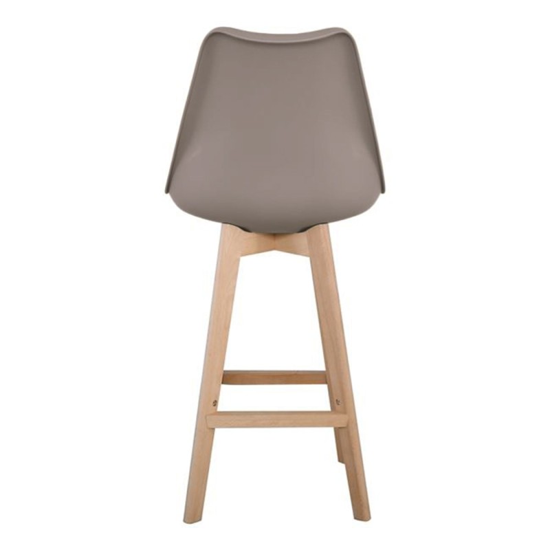 Σετ4ΤεμMARTIN Σκαμπό BAR Οξιά Φυσικό, Κάθισμα Η.67cm, PP-Pu Sand Beige, Μονταρισμένη Ταπετσαρία 49x54x67/106cm