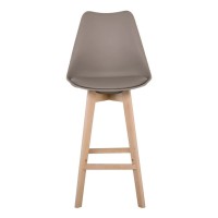 Σετ4ΤεμMARTIN Σκαμπό BAR Οξιά Φυσικό, Κάθισμα Η.67cm, PP-Pu Sand Beige, Μονταρισμένη Ταπετσαρία 49x54x67/106cm