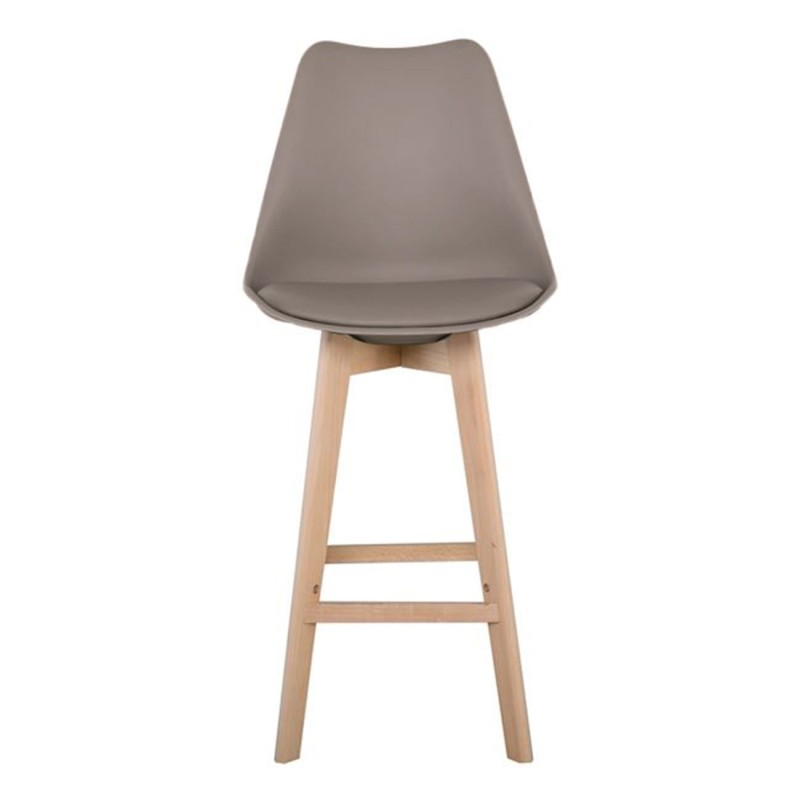 Σετ4ΤεμMARTIN Σκαμπό BAR Οξιά Φυσικό, Κάθισμα Η.67cm, PP-Pu Sand Beige, Μονταρισμένη Ταπετσαρία 49x54x67/106cm