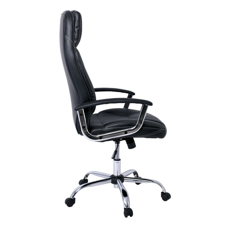 BF5700 Πολυθρόνα Διευθυντή Μέταλλο Χρώμιο, Pu Μαύρο 64x72x112/121cm