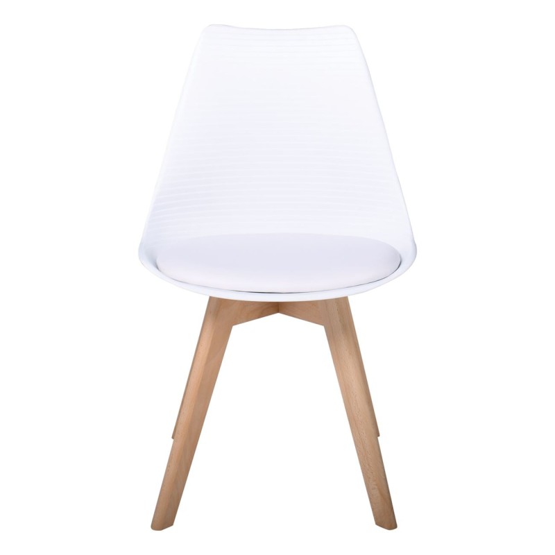 Σετ4ΤεμMARTIN STRIPE Καρέκλα Ξύλινο Πόδι, PP Άσπρο 49x56x82cm