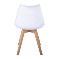 Σετ4ΤεμMARTIN STRIPE Καρέκλα Ξύλινο Πόδι, PP Άσπρο 49x56x82cm