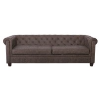 CHESTERFIELD Newport Kαναπές 3Θέσιος Σαλονιού - Καθιστικού, Ύφασμα Antique Look Καφέ 219x82x73cm