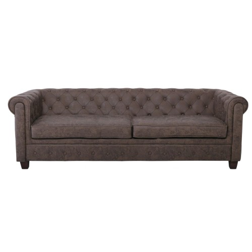 CHESTERFIELD Newport Kαναπές 3Θέσιος Σαλονιού - Καθιστικού, Ύφασμα Antique Look Καφέ 219x82x73cm