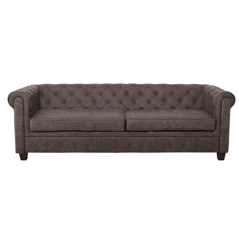 CHESTERFIELD Newport Kαναπές 3Θέσιος Σαλονιού - Καθιστικού, Ύφασμα Antique Look Καφέ 219x82x73cm
